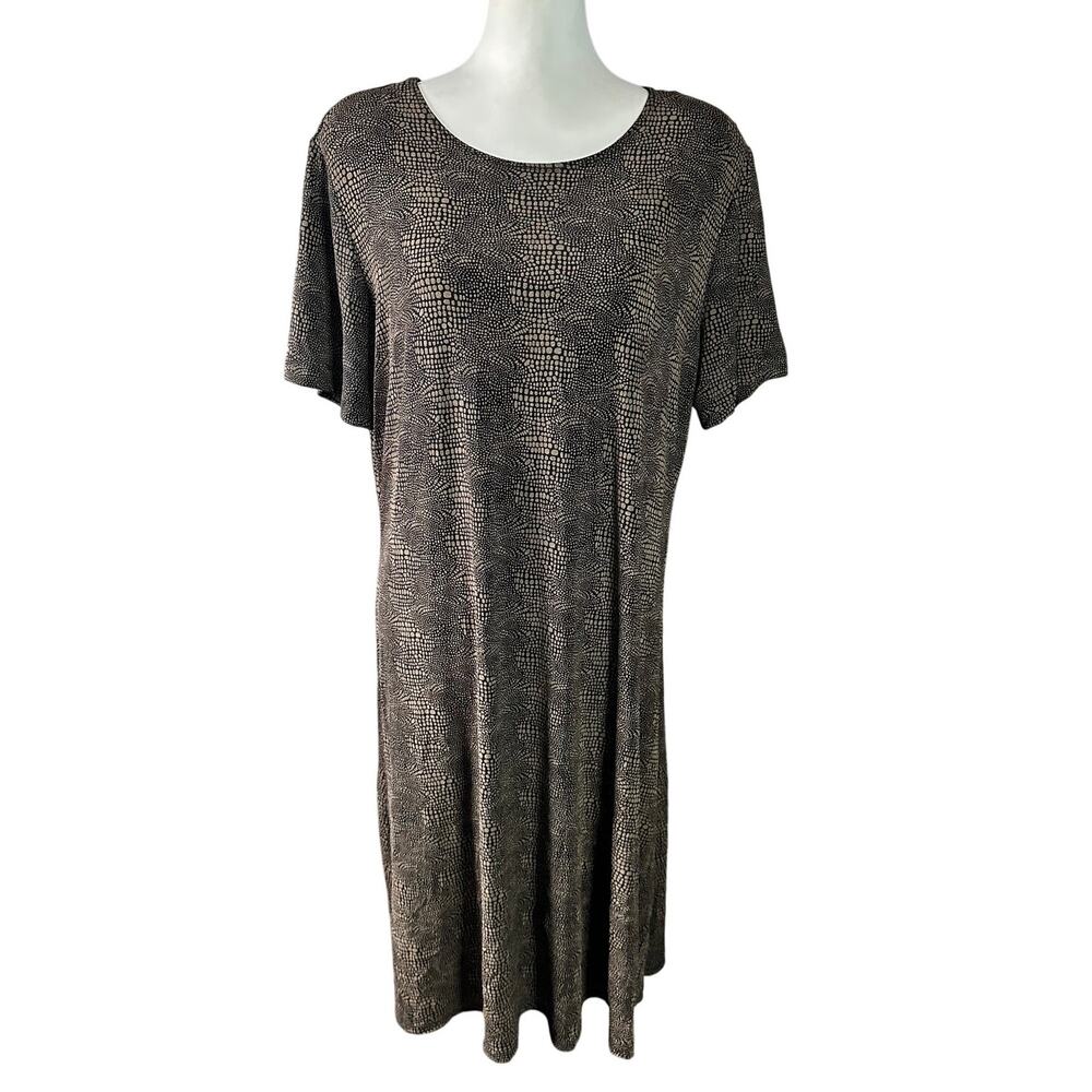 T & Company Black Brown Short Sleeve Dress | 16